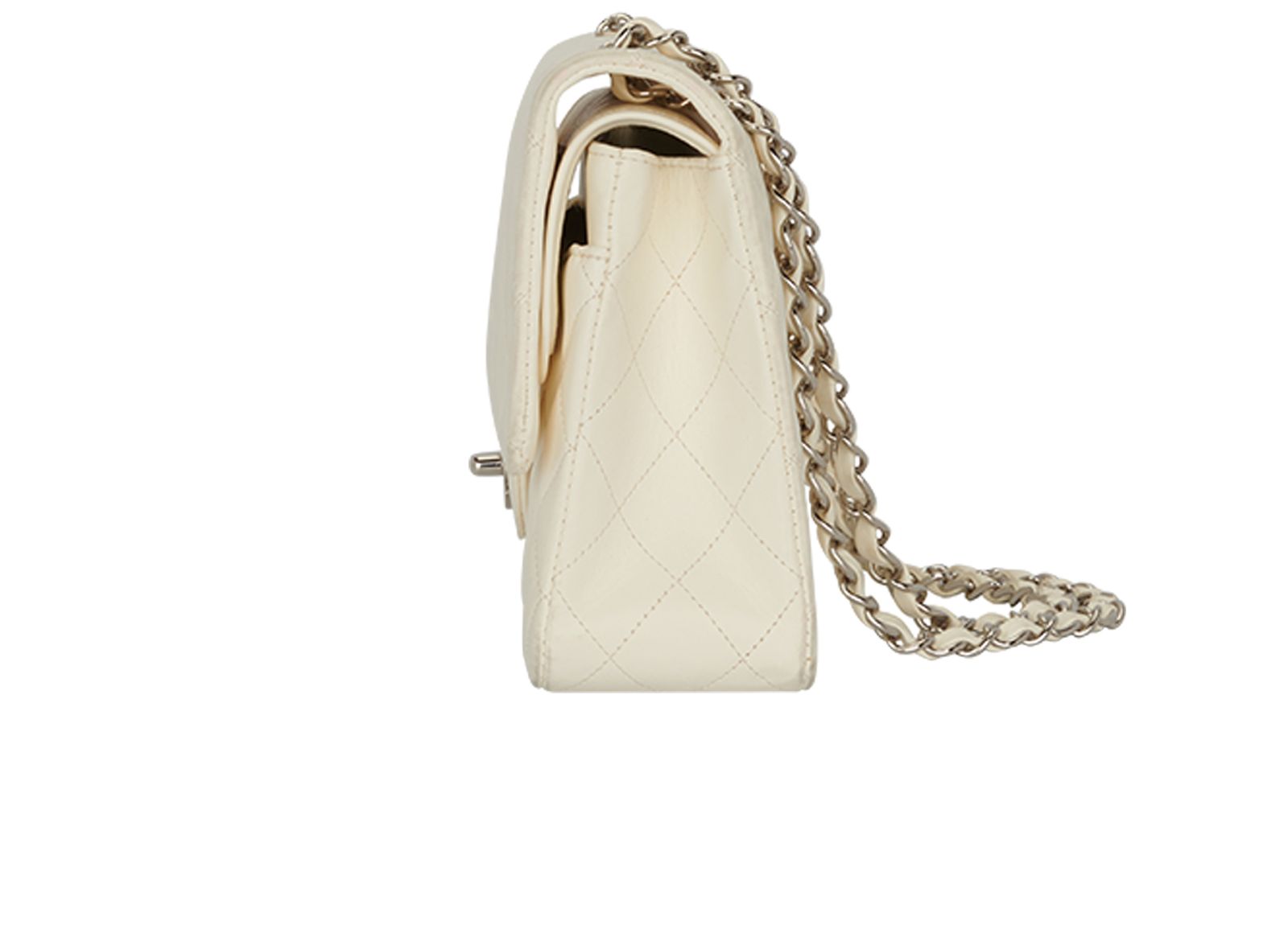 Chanel Medium Double Flap, &pound;5,800, Handbags, White, Leather, Bottom view